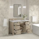 Lorelai 48" Single Vanity, Whitewashed Oak w/ 3 CM Eternal Jasmine Pearl Silestone Top