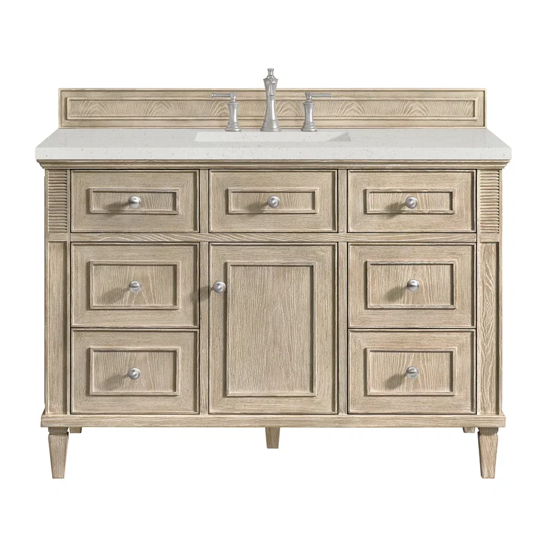 Lorelai 48" Single Vanity, Whitewashed Oak w/ 3 CM Lime Delight Silestone Top
