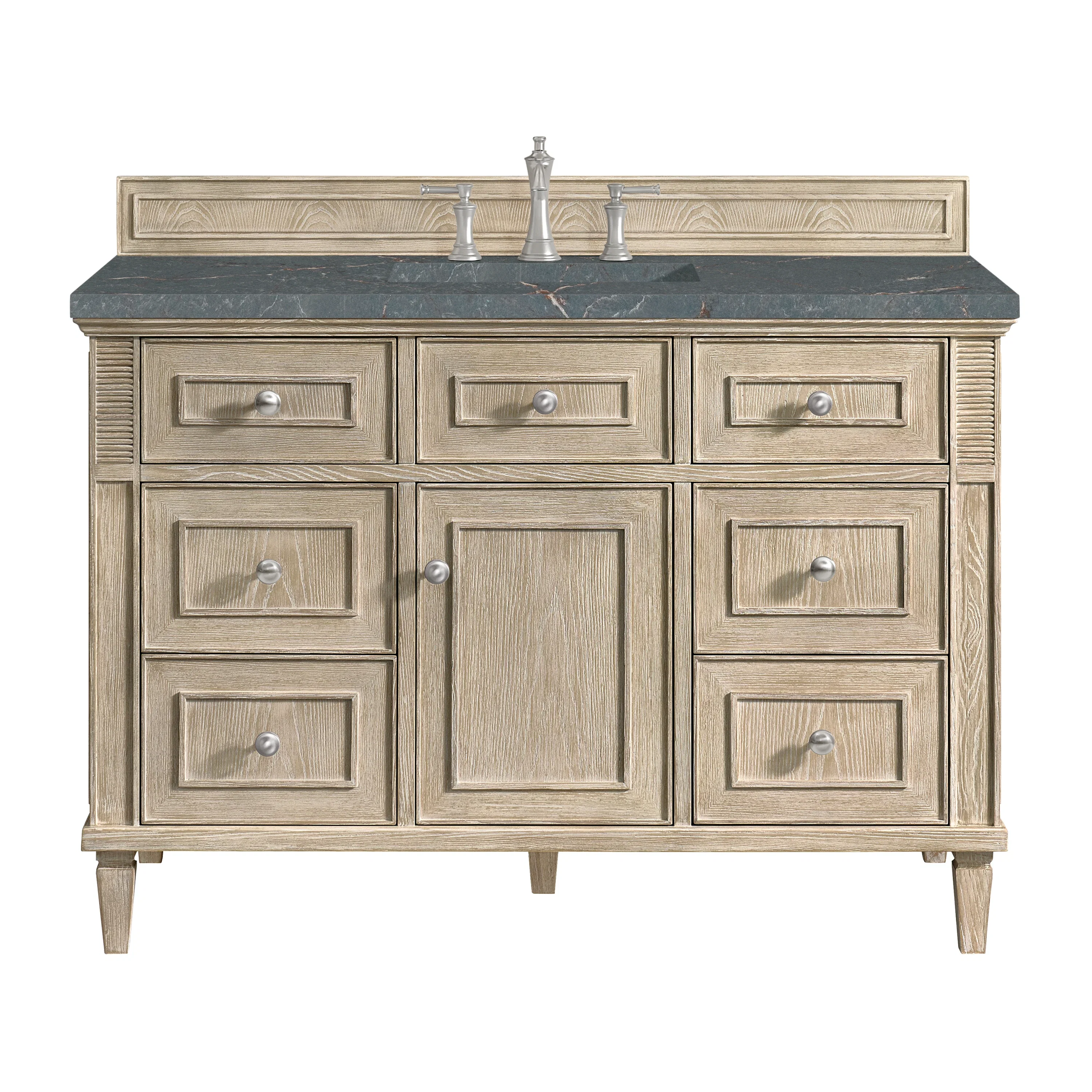 Lorelai 48" Single Vanity, Whitewashed Oak w/ 3 CM Parisien Bleu Silestone Top
