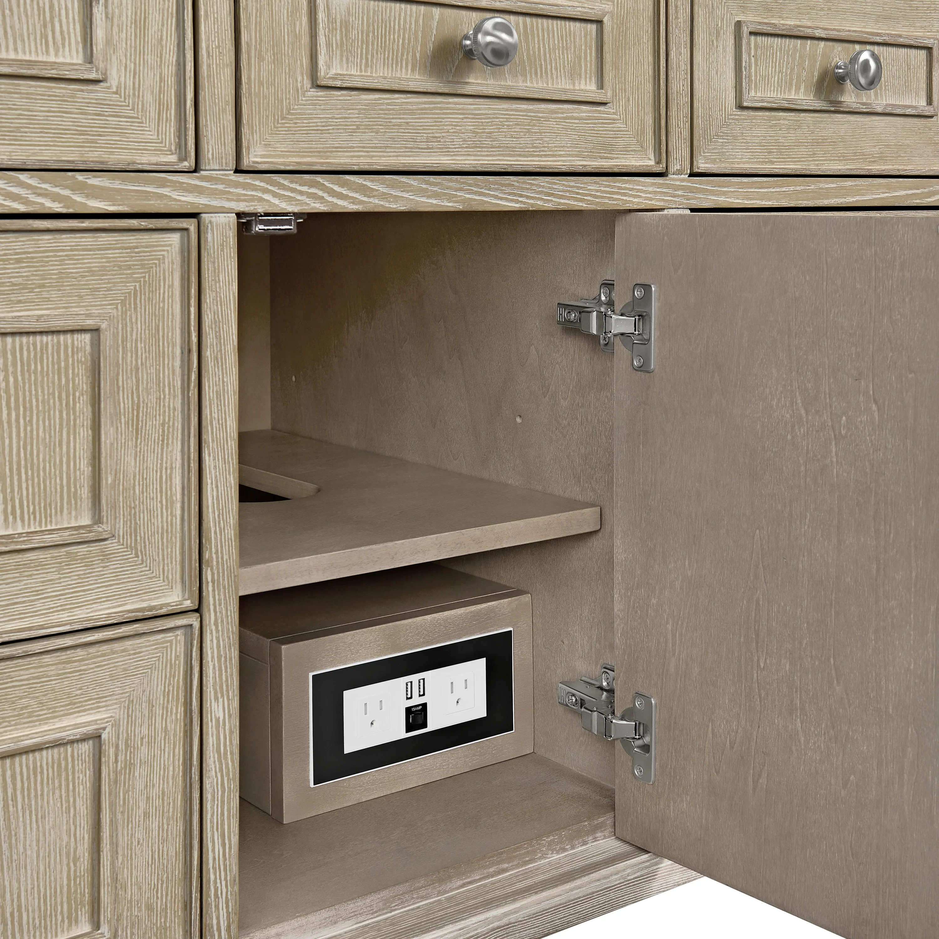 Lorelai 48" Single Vanity, Whitewashed Oak w/ 3 CM Parisien Bleu Silestone Top