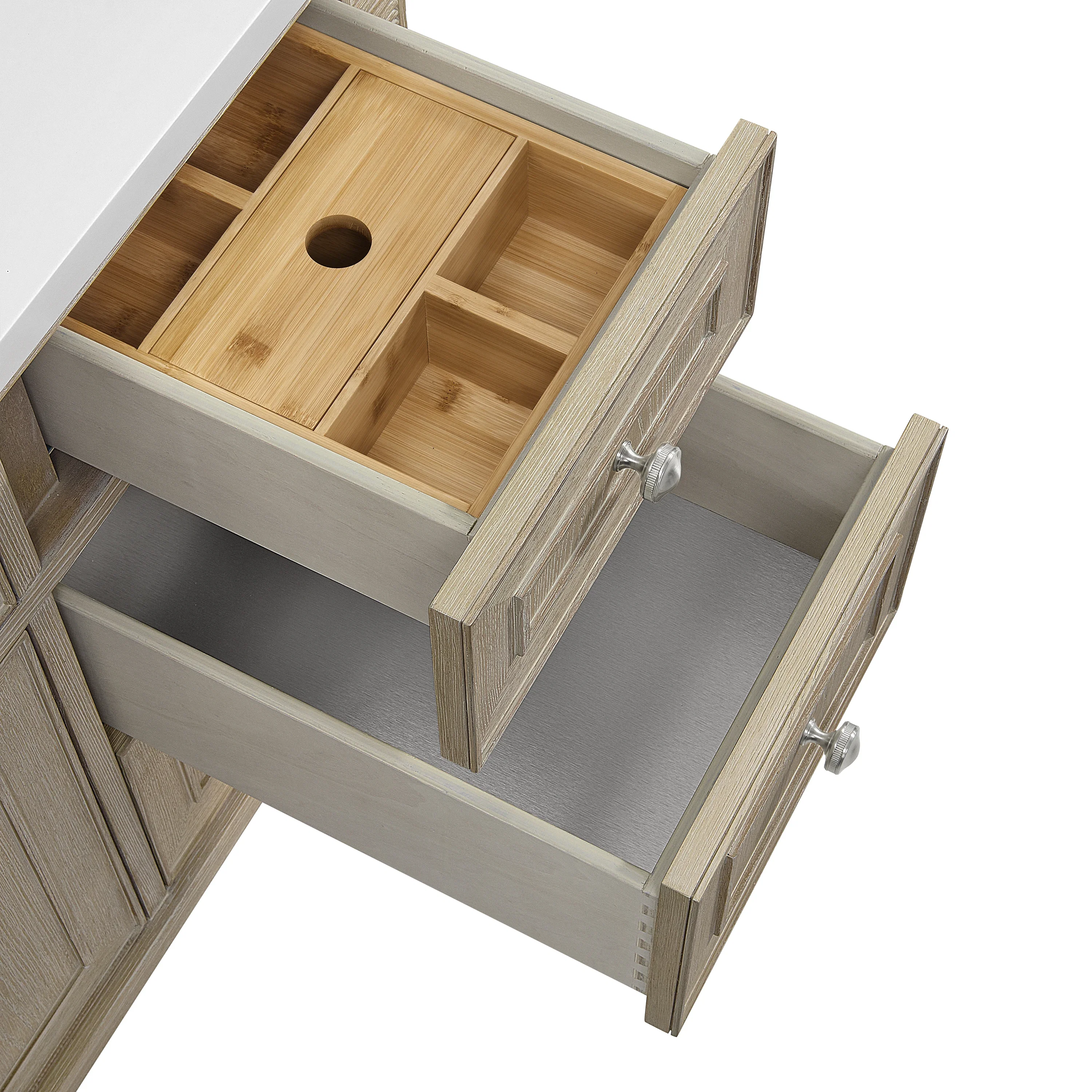 Lorelai 48" Single Vanity, Whitewashed Oak w/ 3 CM Parisien Bleu Silestone Top
