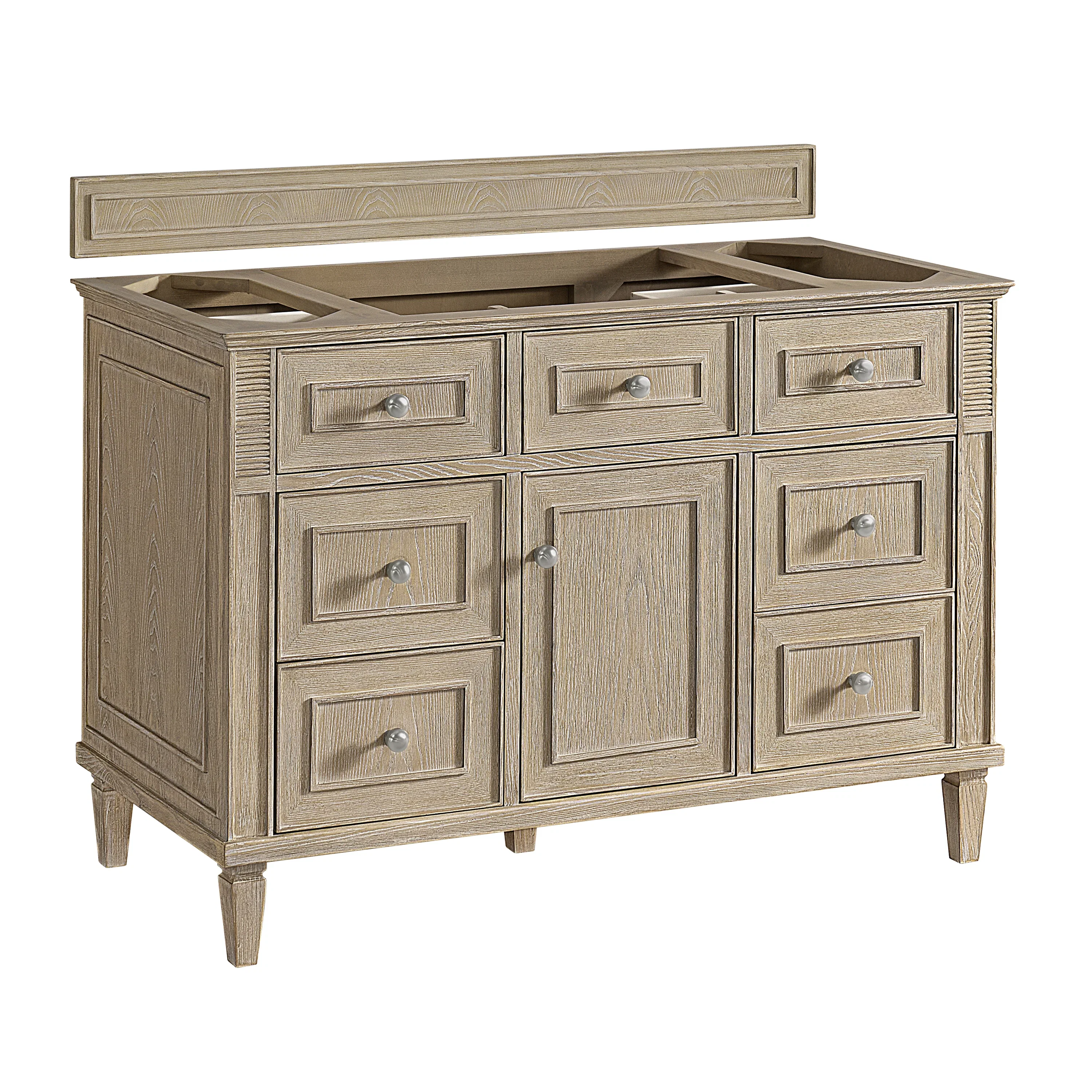 Lorelai 48" Single Vanity, Whitewashed Oak w/ 3 CM Parisien Bleu Silestone Top