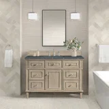 Lorelai 48" Single Vanity, Whitewashed Oak w/ 3 CM Parisien Bleu Silestone Top