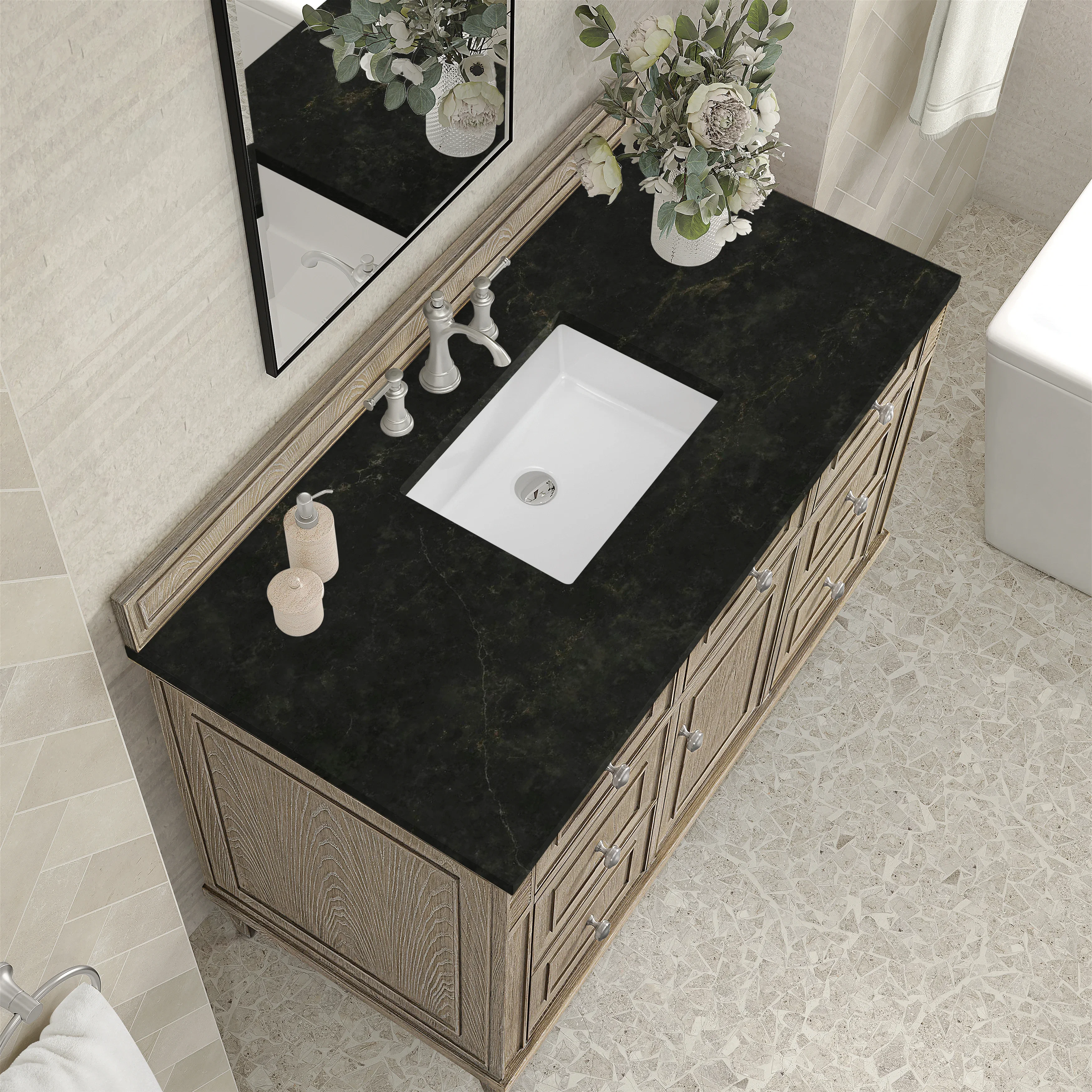 Lorelai 48" Single Vanity, Whitewashed Oak, w/ 3 CM Phantome Eclos Top