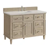 Lorelai 48" Single Vanity, Whitewashed Oak, w/ 3 CM Siberian Silestone Top