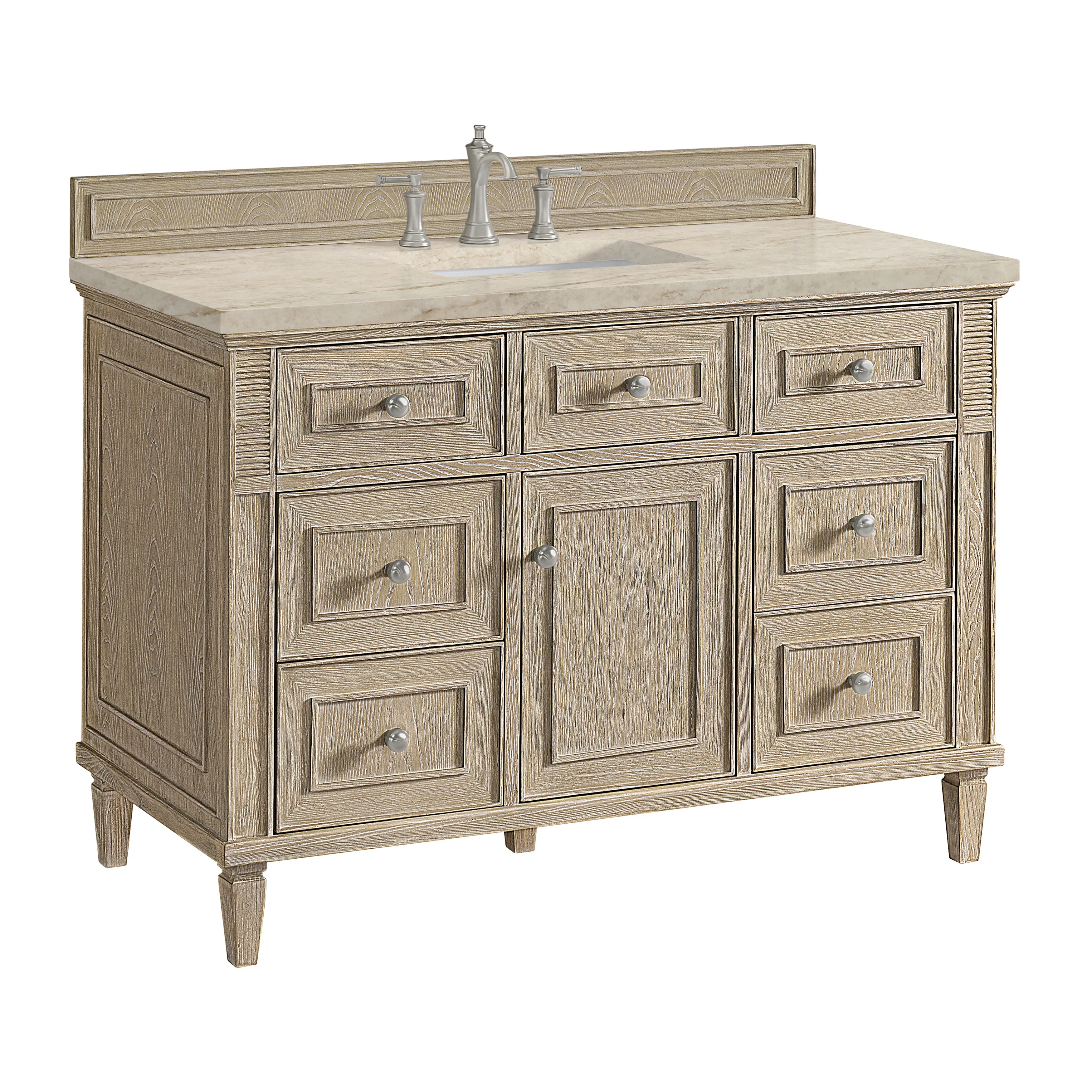 Lorelai 48" Single Vanity, Whitewashed Oak, w/ 3 CM Tajnar Eclos Top