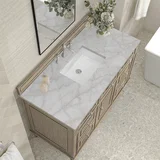 Lorelai 48" Single Vanity, Whitewashed Oak w/ 3 CM Victorian Silver Silestone Top