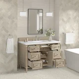 Lorelai 48" Single Vanity, Whitewashed Oak w/ 3 CM White Zeus Silestone Top