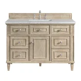 Lorelai 48" Single Vanity, Whitewashed Oak w/ 3 CM Eternal Jasmine Pearl Silestone Top w/FreePower Wireless Charger