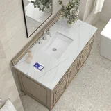 Lorelai 48" Single Vanity, Whitewashed Oak w/ 3 CM Ethereal Noctis Silestone Top w/FreePower Wireless Charger
