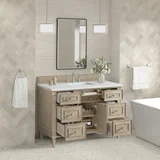 Lorelai 48" Single Vanity, Whitewashed Oak w/ 3 CM Ethereal Noctis Silestone Top w/FreePower Wireless Charger