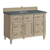 Lorelai 48" Single Vanity, Whitewashed Oak w/ 3 CM Parisien Bleu Silestone Top w/FreePower Wireless Charger