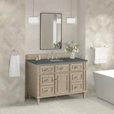 Lorelai 48" Single Vanity, Whitewashed Oak w/ 3 CM Parisien Bleu Silestone Top w/FreePower Wireless Charger