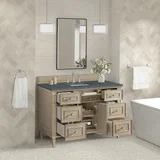 Lorelai 48" Single Vanity, Whitewashed Oak w/ 3 CM Parisien Bleu Silestone Top w/FreePower Wireless Charger