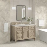 Lorelai 48" Single Vanity, Whitewashed Oak, w/ 3 CM Siberian Silestone Top w/FreePower Wireless Charger