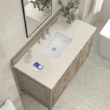 Lorelai 48" Single Vanity, Whitewashed Oak, w/ 3 CM Siberian Silestone Top w/FreePower Wireless Charger