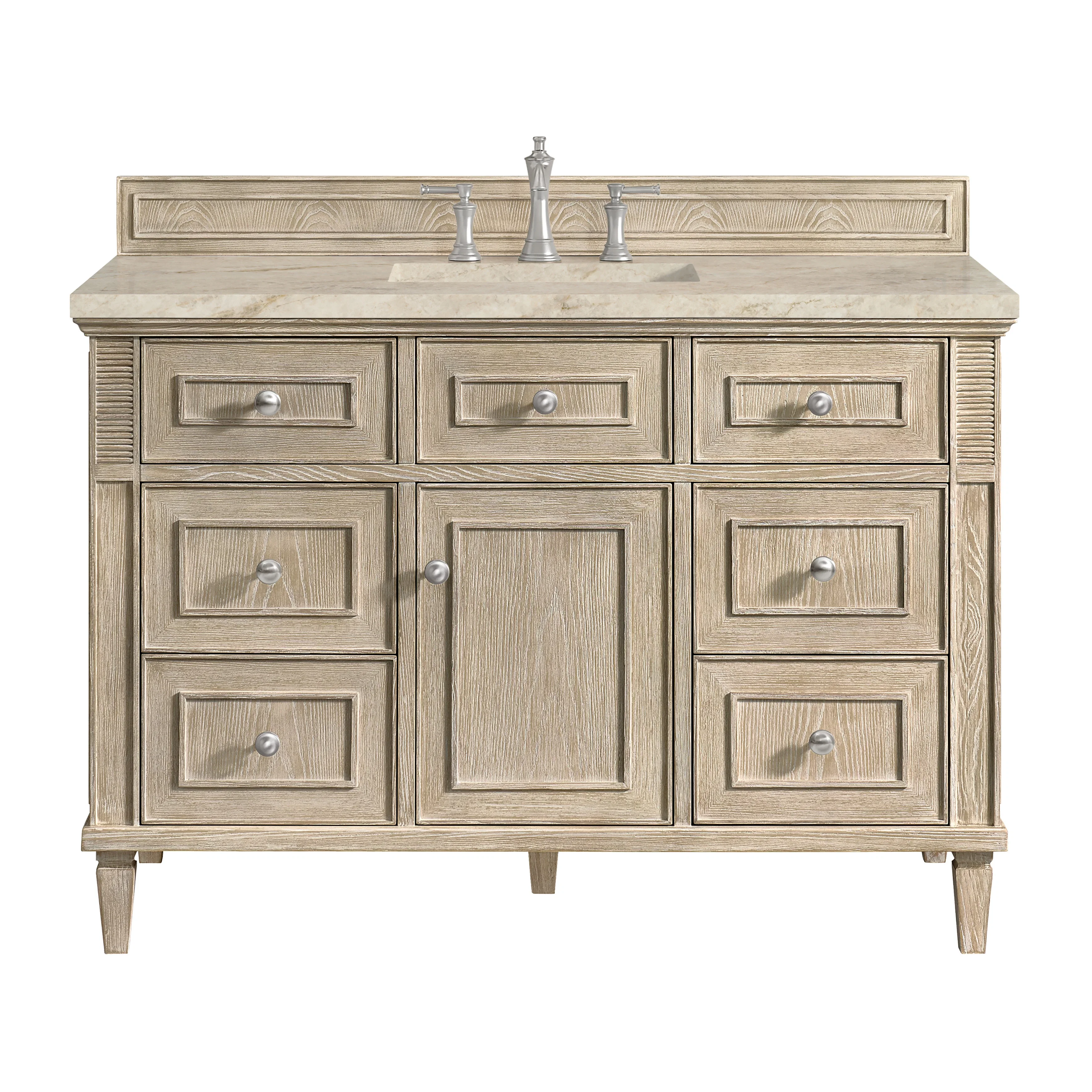 Lorelai 48" Single Vanity, Whitewashed Oak, w/ 3 CM Tajnar Eclos Top w/FreePower Wireless Charger