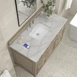 Lorelai 48" Single Vanity, Whitewashed Oak w/ 3 CM Victorian Silver Silestone Top w/FreePower Wireless Charger