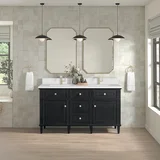 Lorelai 60" Double Vanity, Black Onyx w/ Single Hole 3 CM White Zeus Silestone Top & Backsplash