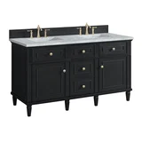 Lorelai 60" Double Vanity, Black Onyx w/ 3 CM Carrara White Marble Top