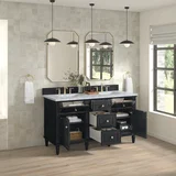 Lorelai 60" Double Vanity, Black Onyx w/ 3 CM Carrara White Marble Top