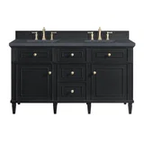 Lorelai 60" Double Vanity, Black Onyx w/ 3 CM Charcoal Soapstone Silestone Top