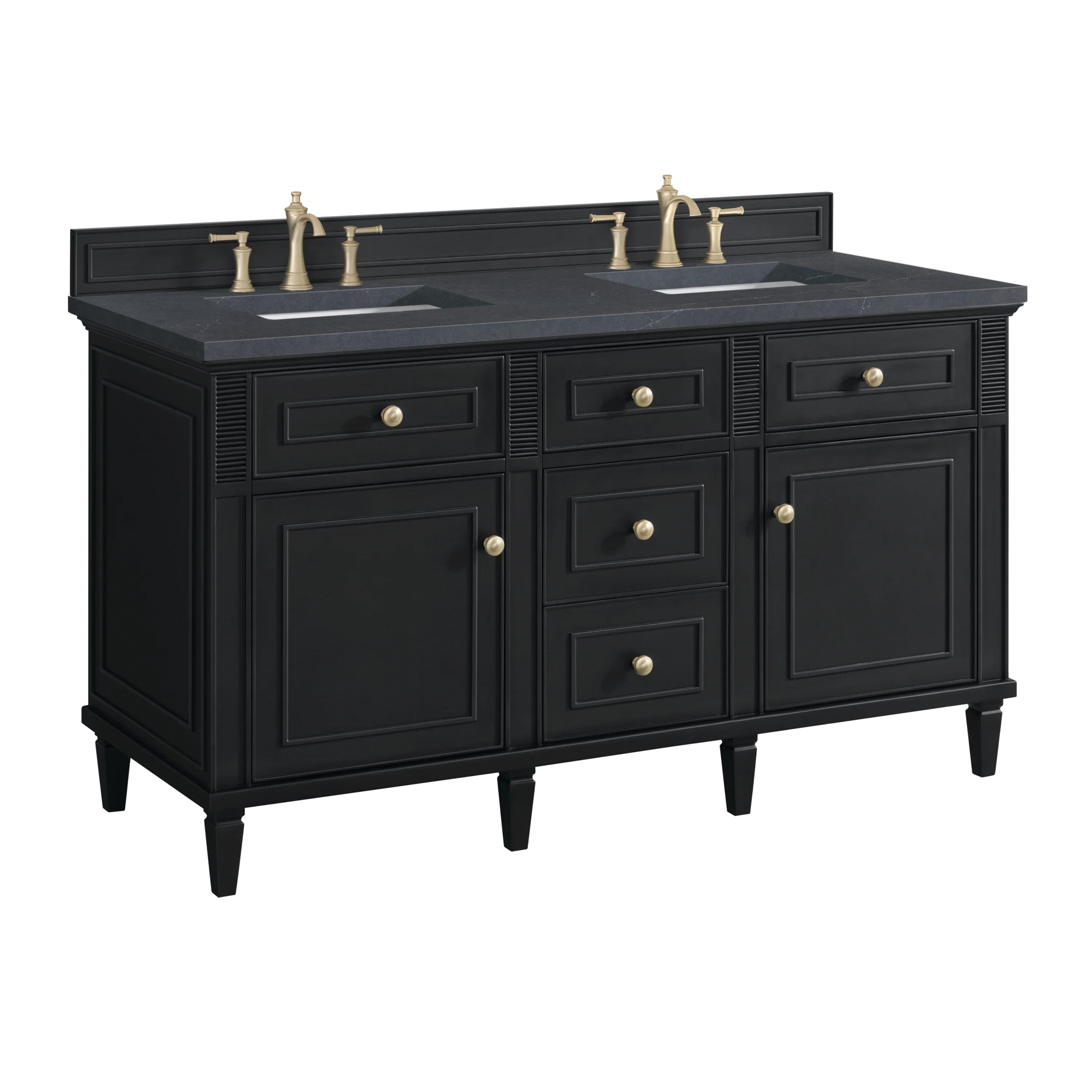 Lorelai 60" Double Vanity, Black Onyx w/ 3 CM Charcoal Soapstone Silestone Top