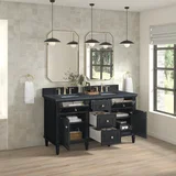 Lorelai 60" Double Vanity, Black Onyx w/ 3 CM Charcoal Soapstone Silestone Top