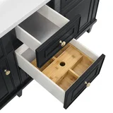 Lorelai 60" Double Vanity, Black Onyx w/ 3 CM Ethereal Noctis Silestone Top