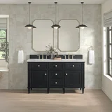 Lorelai 60" Double Vanity, Black Onyx w/ 3 CM Ethereal Noctis Silestone Top