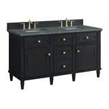 Lorelai 60" Double Vanity, Black Onyx w/ 3 CM Parisien Bleu Silestone Top