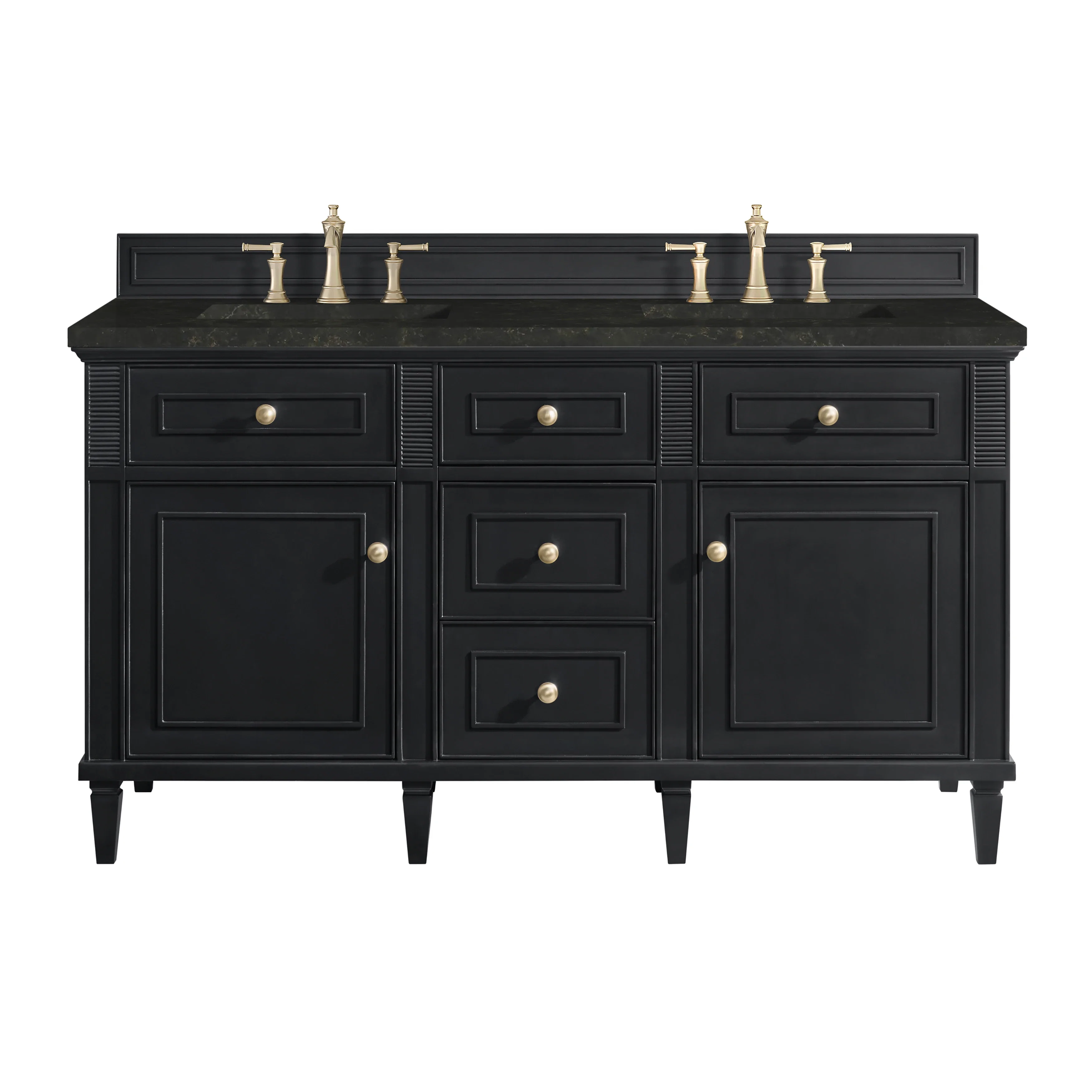 Lorelai 60" Double Vanity, Black Onyx, w/ 3 CM Phantome Eclos Top