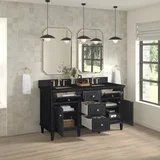 Lorelai 60" Double Vanity, Black Onyx, w/ 3 CM Phantome Eclos Top
