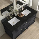 Lorelai 60" Double Vanity, Black Onyx, w/ 3 CM Phantome Eclos Top