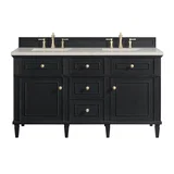 Lorelai 60" Double Vanity, Black Onyx, w/ 3 CM Siberian Silestone Top