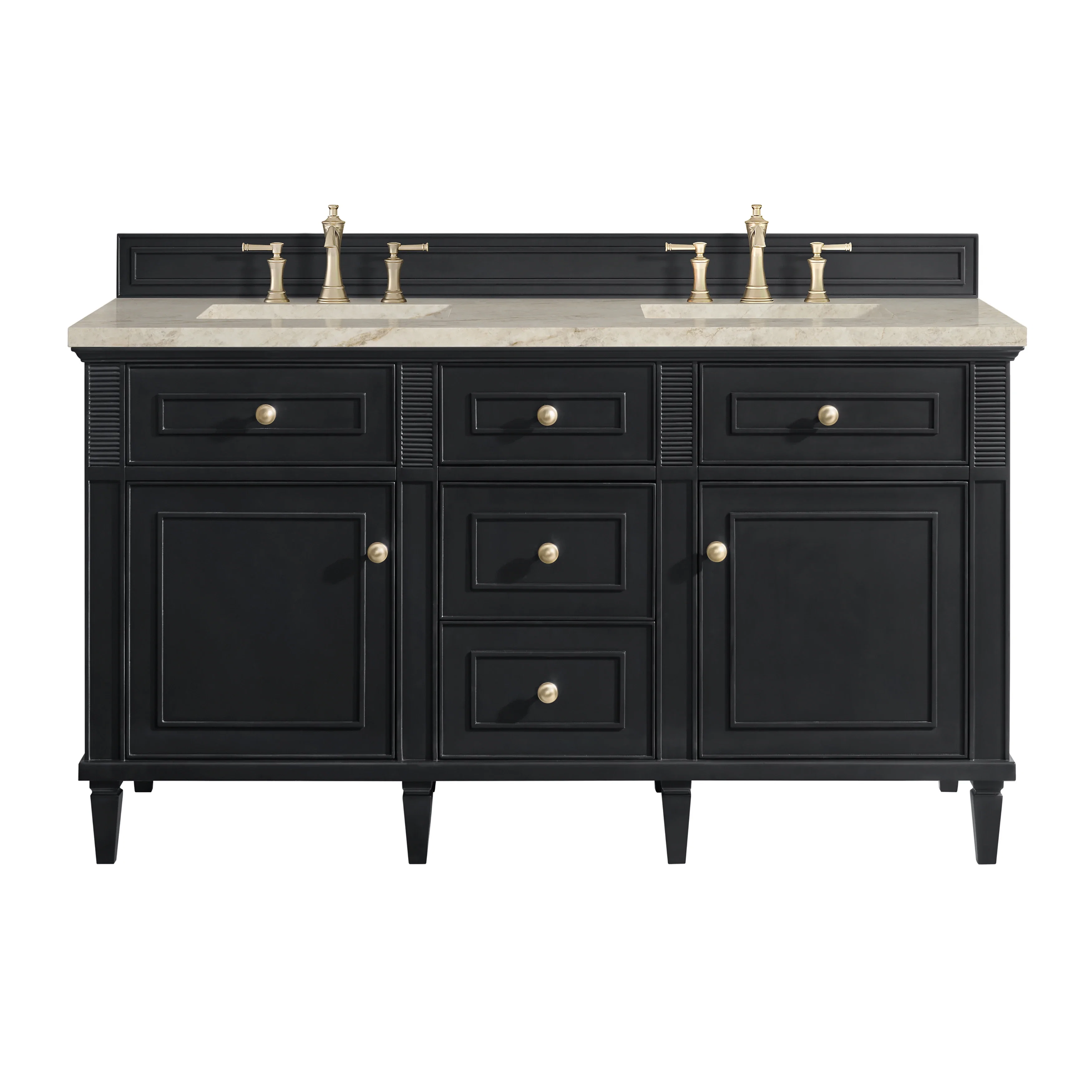 Lorelai 60" Double Vanity, Black Onyx, w/ 3 CM Tajnar Eclos Top