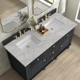Lorelai 60" Double Vanity, Black Onyx w/ 3 CM Victorian Silver Silestone Top