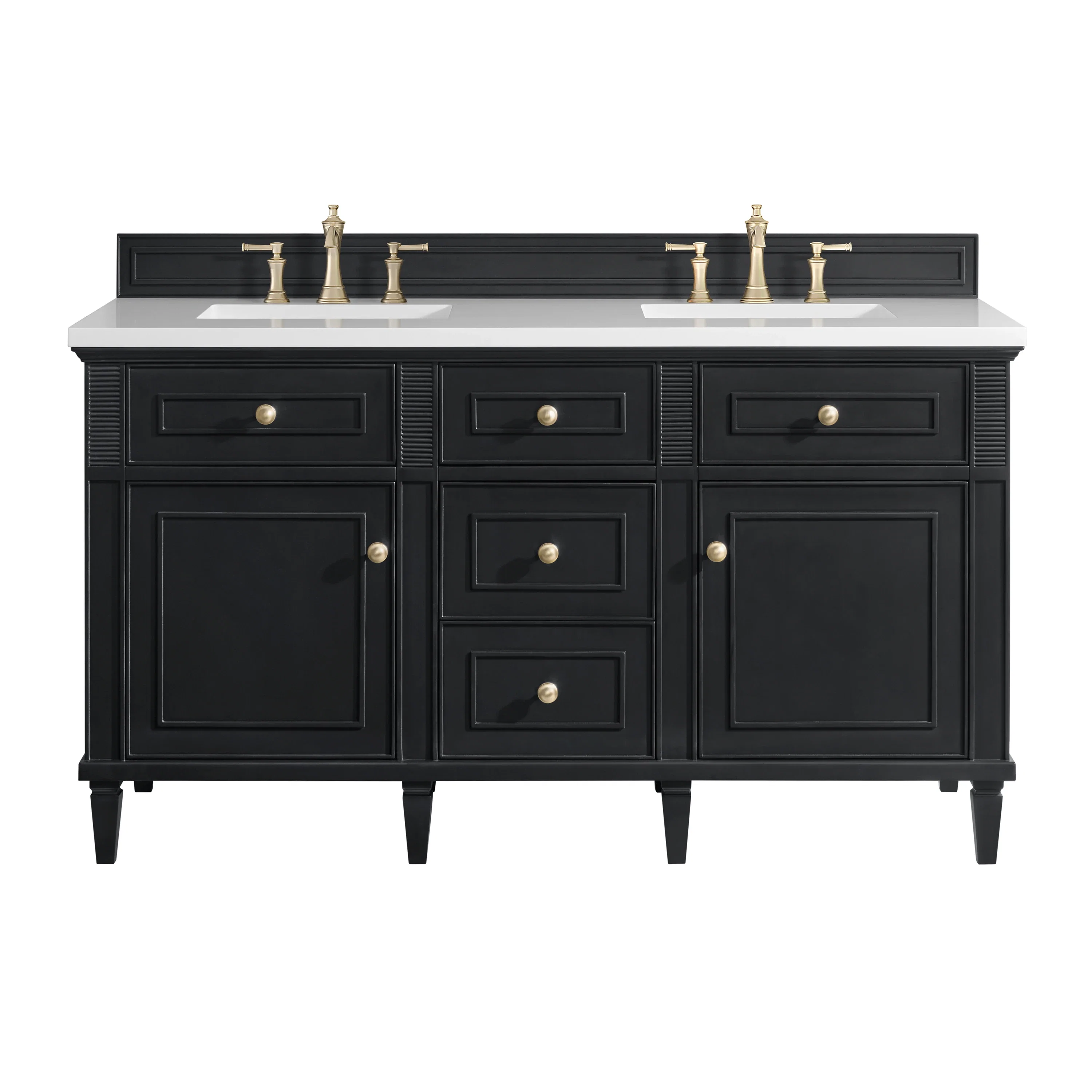 Lorelai 60" Double Vanity, Black Onyx w/ 3 CM White Zeus Silestone Top