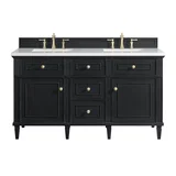 Lorelai 60" Double Vanity, Black Onyx w/ 3 CM White Zeus Silestone Top
