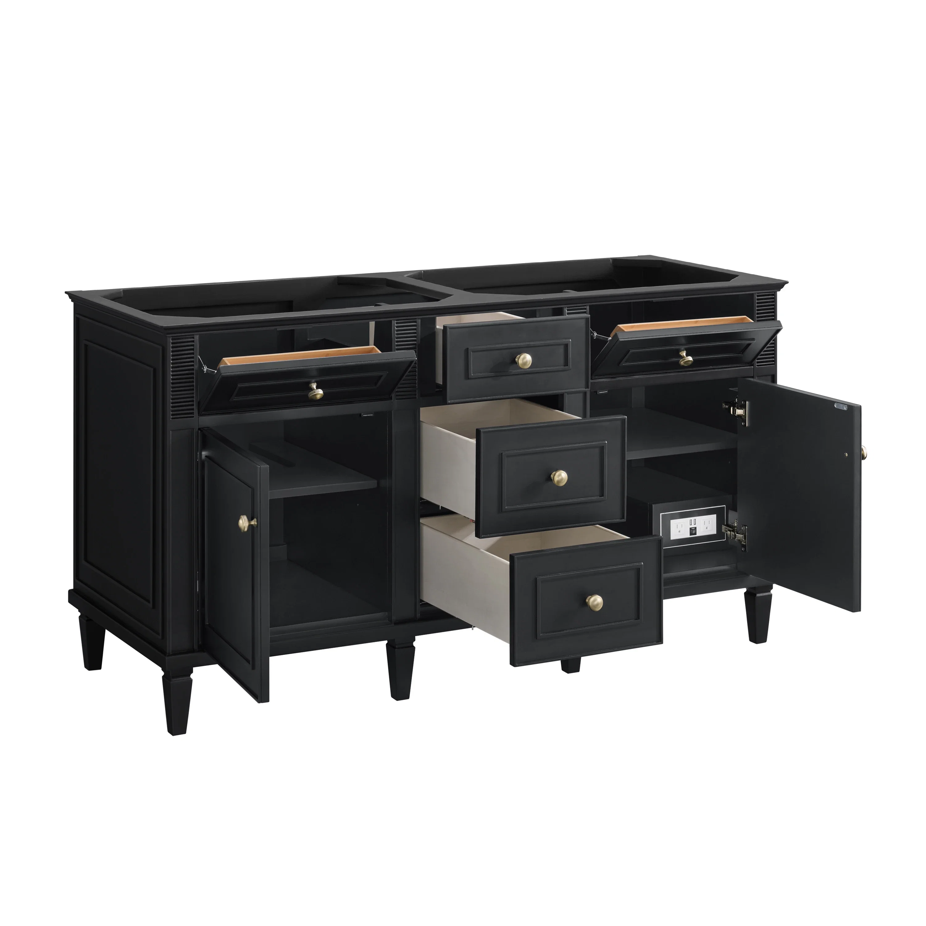 Lorelai 60" Double Vanity, Black Onyx w/ 3 CM White Zeus Silestone Top