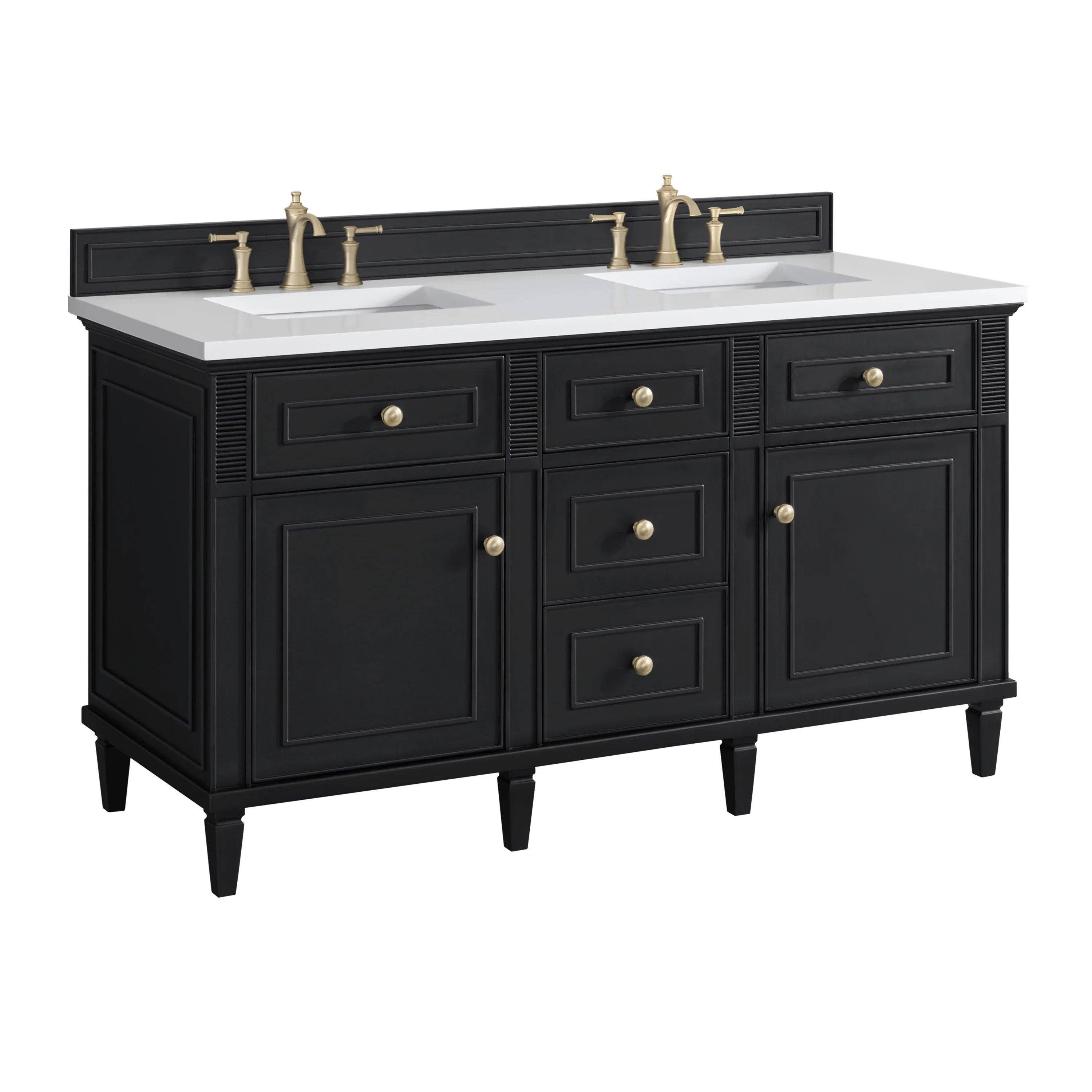 Lorelai 60" Double Vanity, Black Onyx w/ 3 CM White Zeus Silestone Top
