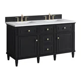 Lorelai 60" Double Vanity, Black Onyx w/ 3 CM White Zeus Silestone Top
