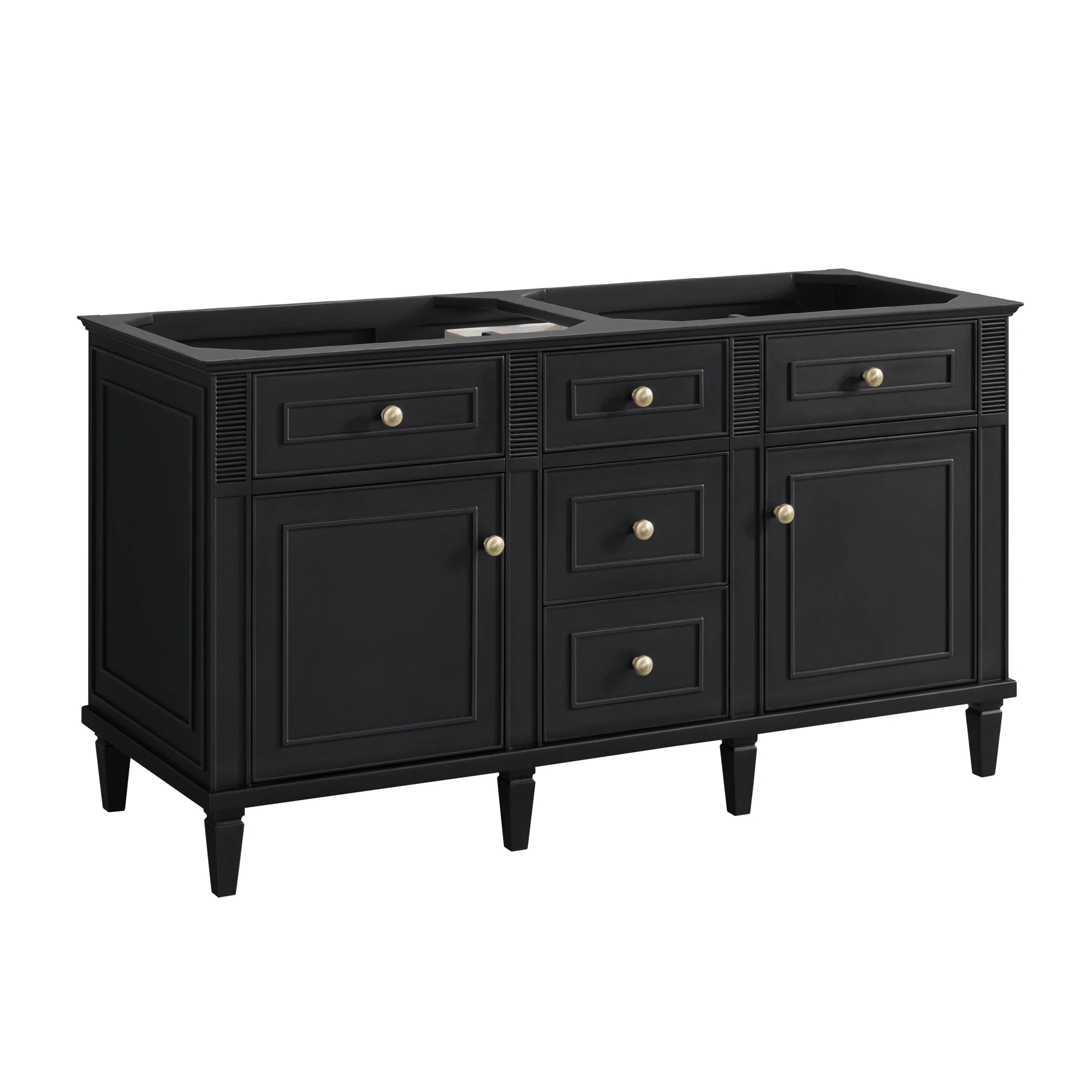 Lorelai 60" Double Vanity, Black Onyx w/ 3 CM White Zeus Silestone Top