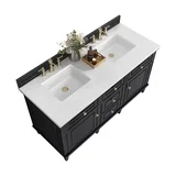 Lorelai 60" Double Vanity, Black Onyx w/ 3 CM White Zeus Silestone Top