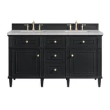 Lorelai 60" Double Vanity, Black Onyx w/ 3 CM Eternal Jasmine Pearl Silestone Top w/FreePower Wireless Charger