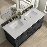 Lorelai 60" Double Vanity, Black Onyx w/ 3 CM Eternal Jasmine Pearl Silestone Top w/FreePower Wireless Charger