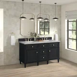 Lorelai 60" Double Vanity, Black Onyx w/ 3 CM Eternal Jasmine Pearl Silestone Top w/FreePower Wireless Charger