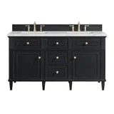 Lorelai 60" Double Vanity, Black Onyx w/ 3 CM Ethereal Noctis Silestone Top w/FreePower Wireless Charger