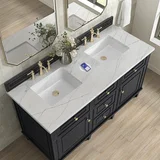 Lorelai 60" Double Vanity, Black Onyx w/ 3 CM Ethereal Noctis Silestone Top w/FreePower Wireless Charger