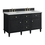 Lorelai 60" Double Vanity, Black Onyx w/ 3 CM Ethereal Noctis Silestone Top w/FreePower Wireless Charger